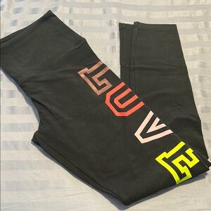 PINK Victoria's Secret Black Leggings with Colorful Logo
